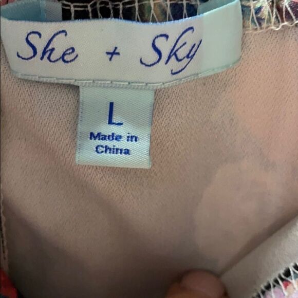 She + Sky Floral Short Sleeve Dress Size Large - Picture 4 of 5